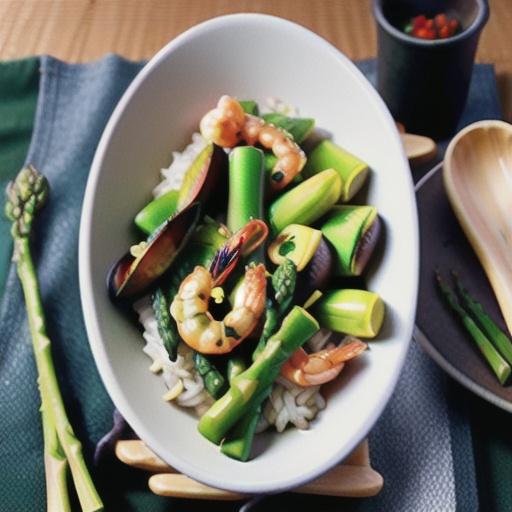 Prawn, asparagus & shiitake fried rice
