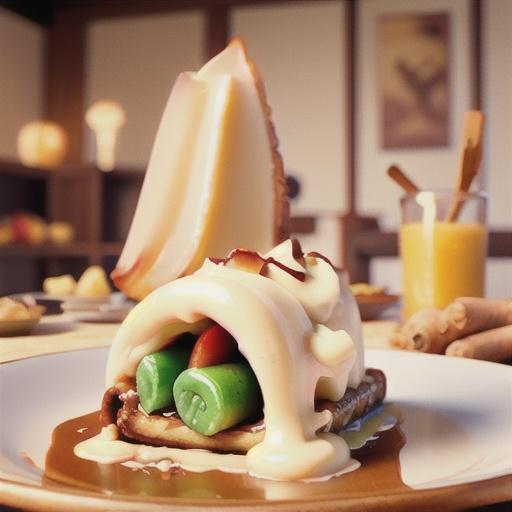 Apple and ginger strudel with ginger custard