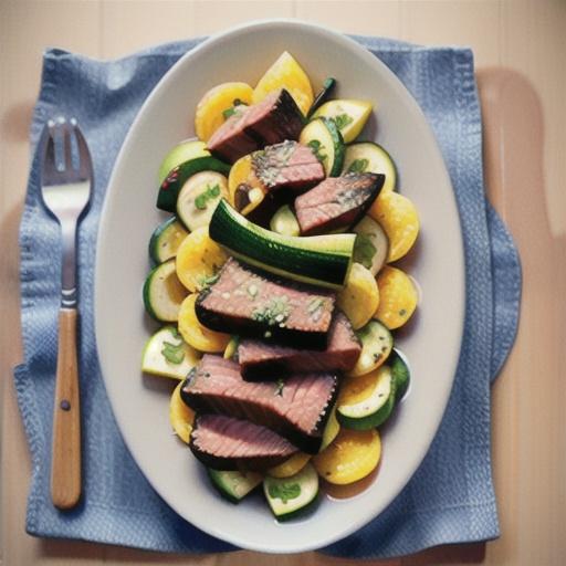 Parmesan beef with zucchini ribbons