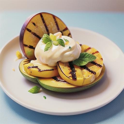 Chargrilled mango with yoghurt
