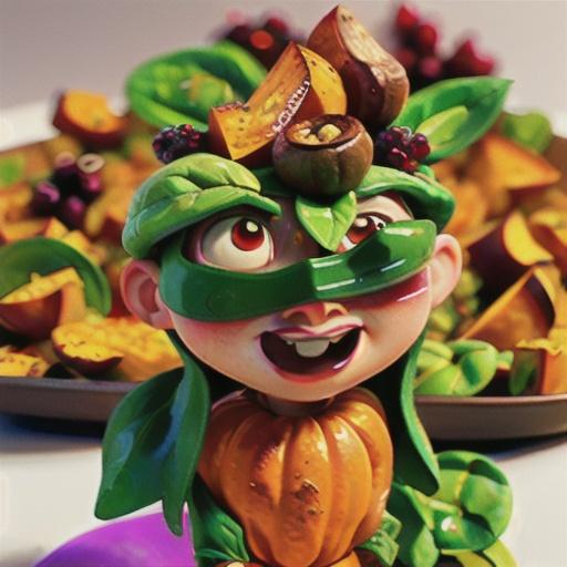 Roasted Butternut Squash with Onions, Spinach, and Cranberries