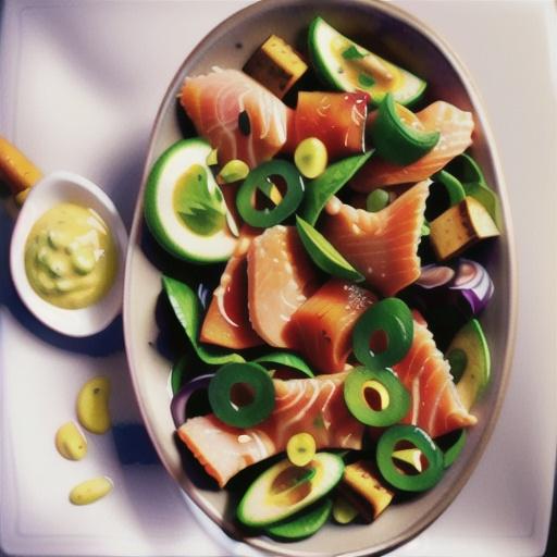 Smoked salmon salad with green goddess dressing