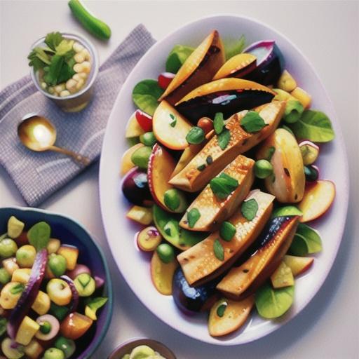 Persian chicken and roasted plum salad