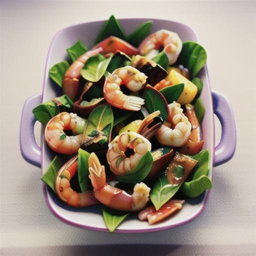 Kalette, prawn and pomelo salad