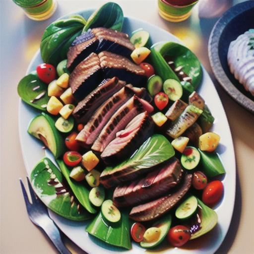 Chargrilled steak and antipasto salad