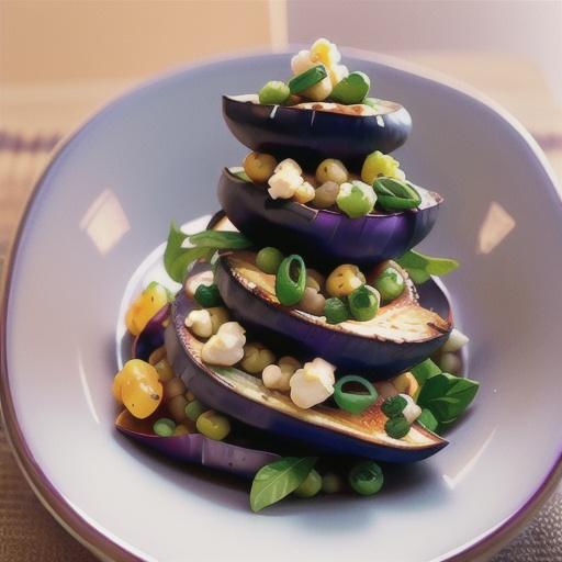 Eggplant and lentil stacks