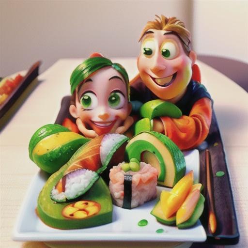 Salmon and avocado sushi slice