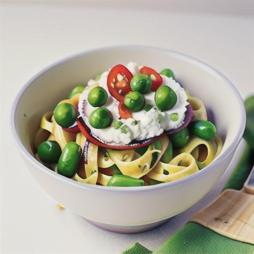 Tagliatelle with zucchini, peas & ricotta