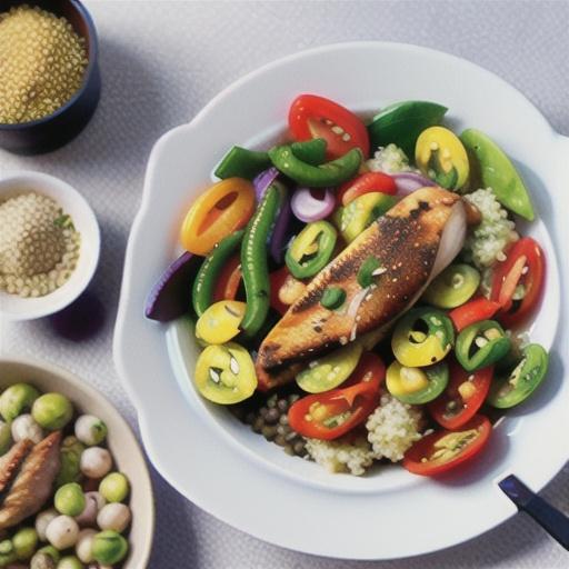 Chermoula chicken with quinoa and lentil salad