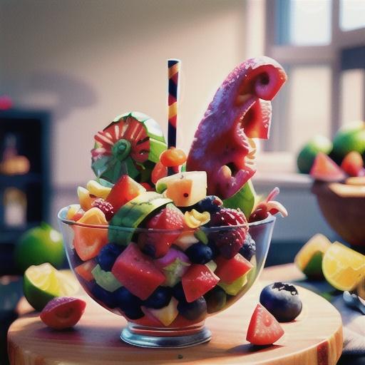 Watermelon and berry salad with lime syrup