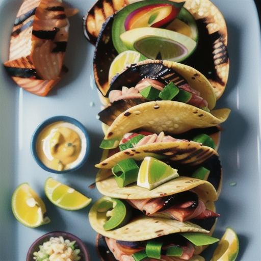Grilled Salmon Tacos with Chunky Guacamole