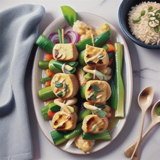 Chicken satay with coconut rice recipe