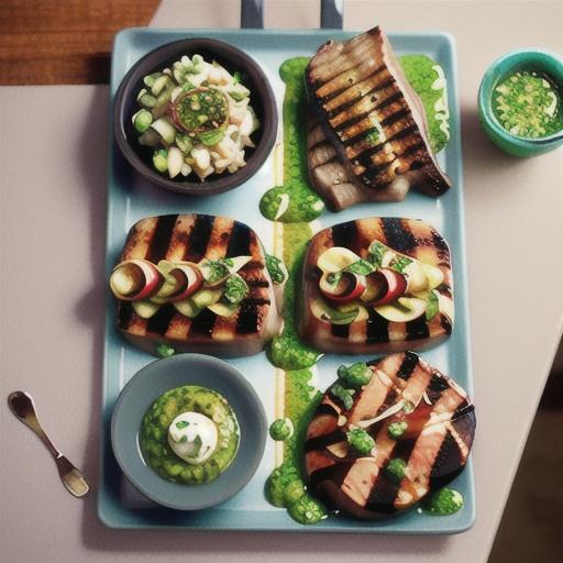 Steak with coriander and chargrilled mushroom chimichurri