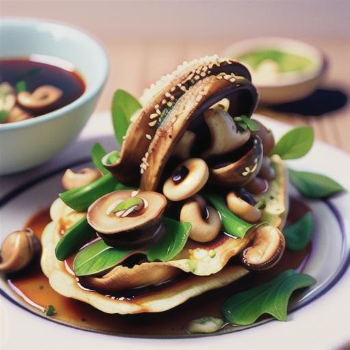Mushroom omelette with oyster sauce