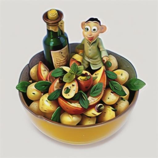 Golden potato salad with rocket, oregano and capers