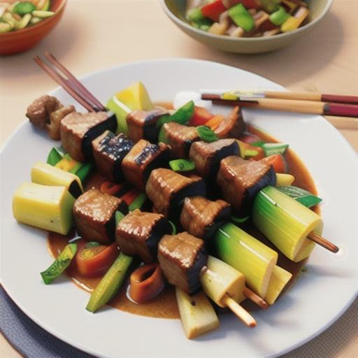 Mongolian-style beef skewers