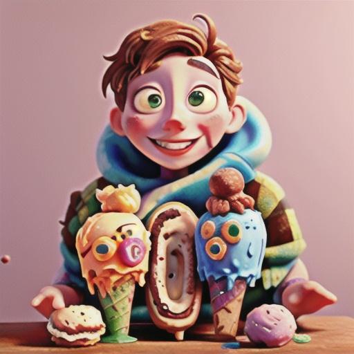 Sour worm and popping candy ice-cream