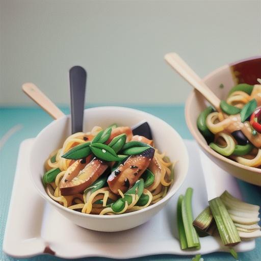 Spicy chicken Singapore noodles