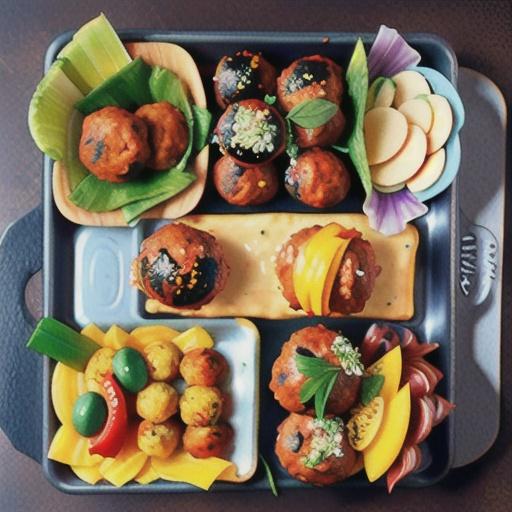 Satay meatball tray bake