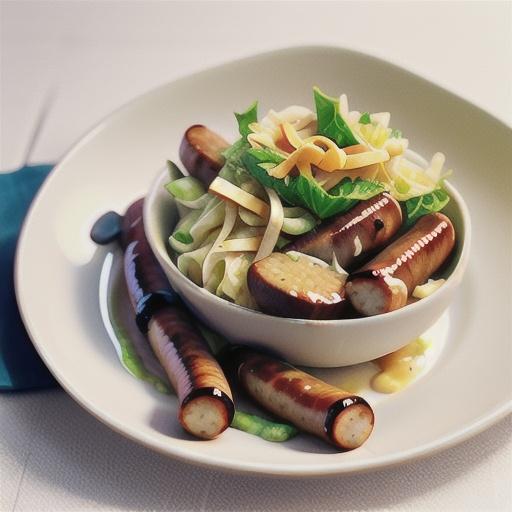 Pork sausages with cabbage and gruyere gratin