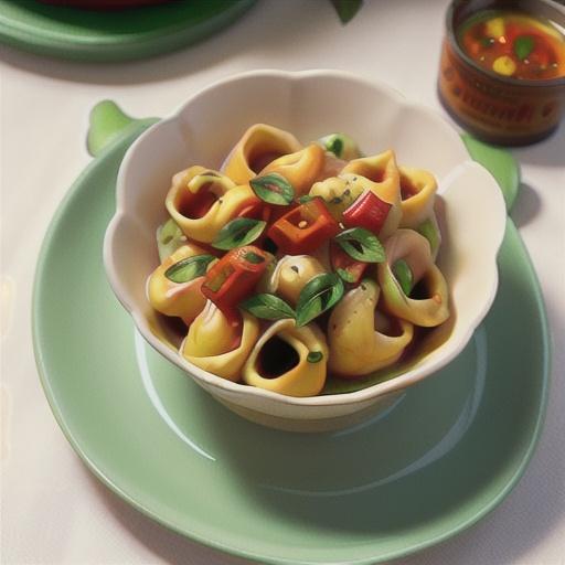 Tortellini with warm tomato and chilli oil