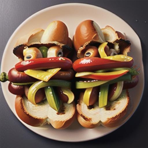 Hot dogs with sweet onion and capsicum relish