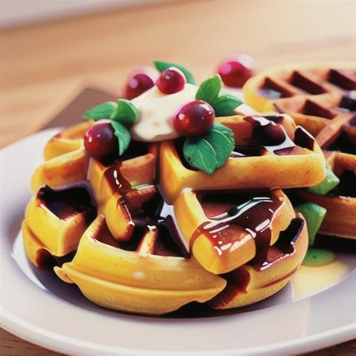 Sweet Potato Waffles with Cranberry Maple Syrup