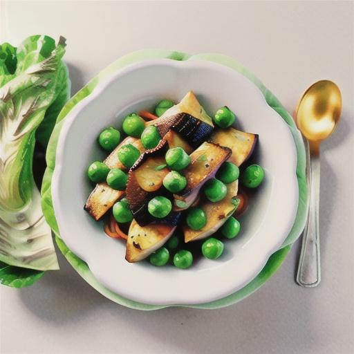 Easy braised lettuce and peas with lamb