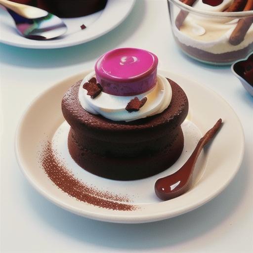 Flourless chocolate cakes with cinnamon cream