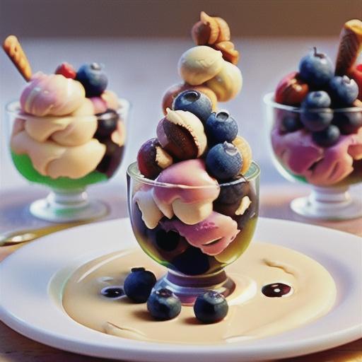 Zabaglione ice cream with balsamic blueberries