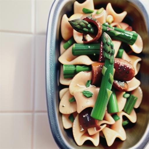 Farfalle with asparagus and sausage