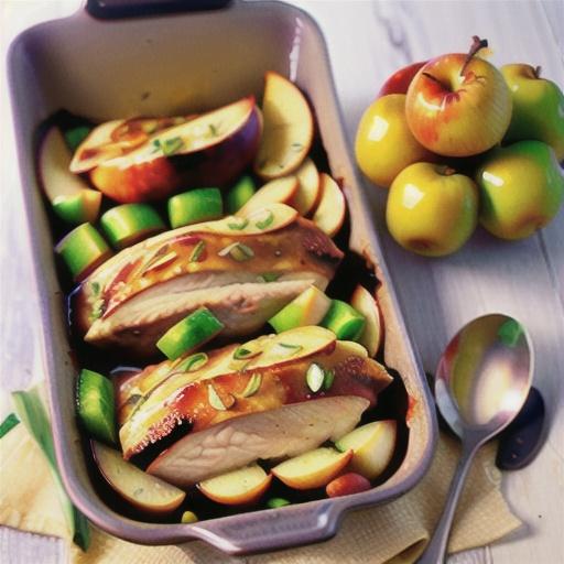Mustard and apple chicken bake