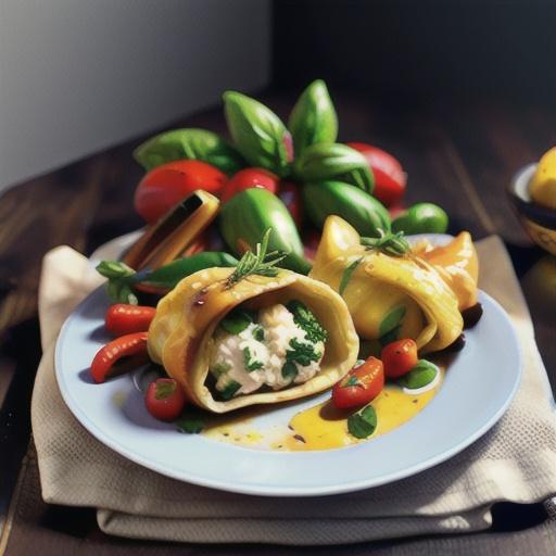 Ricotta chicken parcels with roast capsicum
