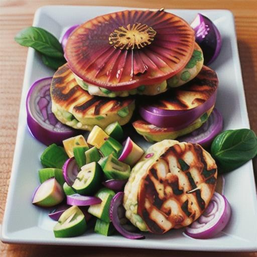 Haloumi patties with red onion and beetroot salad
