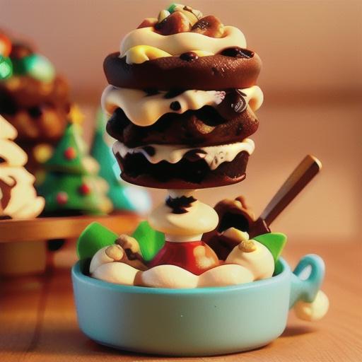 leftover Christmas pudding and ice cream sundae