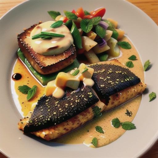 Sesame-Crusted Mahi Mahi with Soy, Shiso, and Ginger Butter Sauce