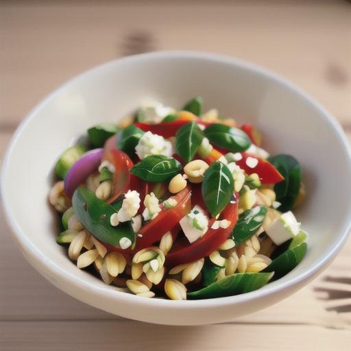 Barley salad with feta and pine nuts (vegetarian)