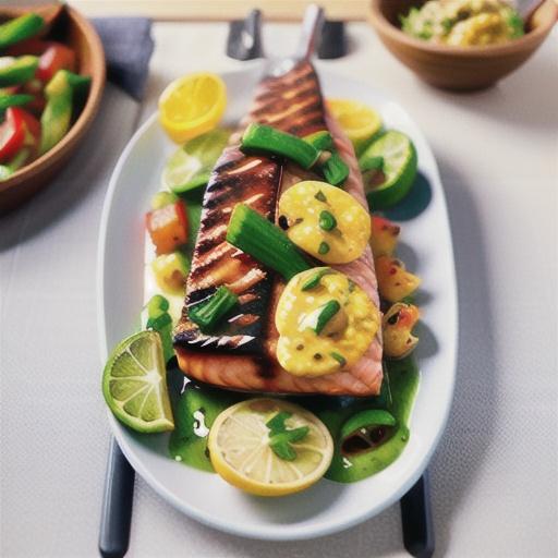 Grilled salmon with salsa verde