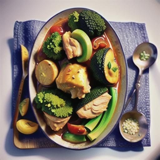 Keto chicken coconut curry with broccoli rice recipe