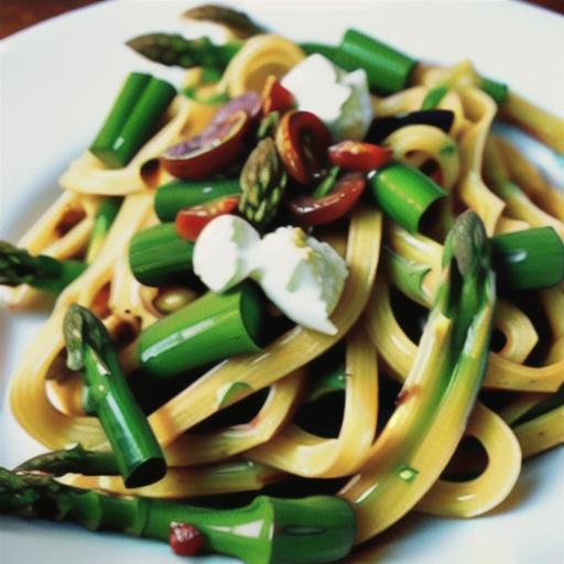 Roasted Spaghetti Squash with Asparagus and Goat Cheese