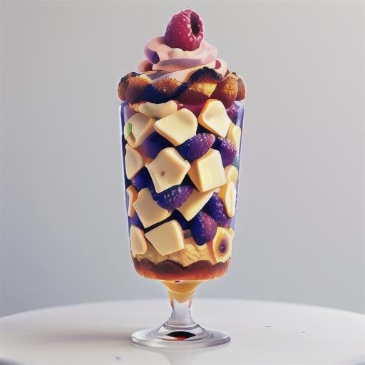 Raspberry ripple parfait with white chocolate shards