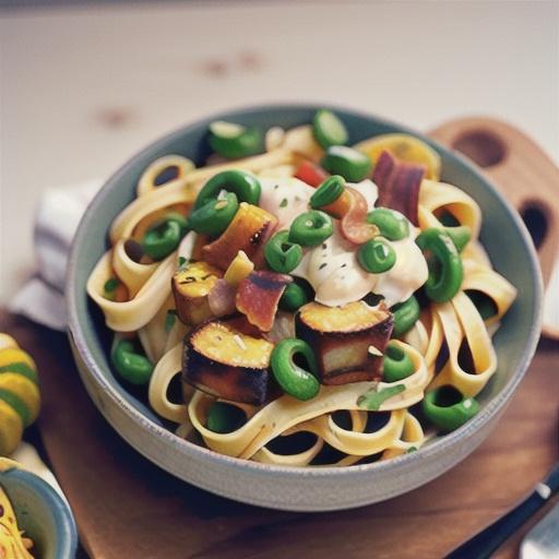 Fettuccine with roasted pumpkin and bacon