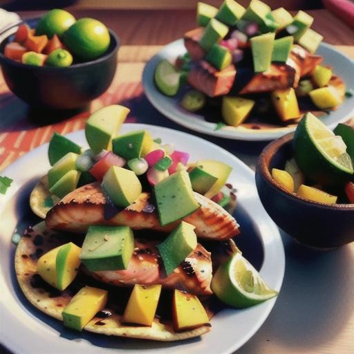 Blackened Salmon Tacos with Chunky Mango Avocado Salsa