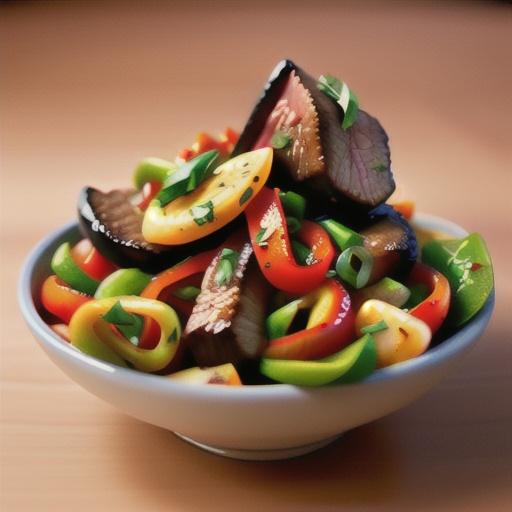 Steak and Peppers in Chimichurri Sauce