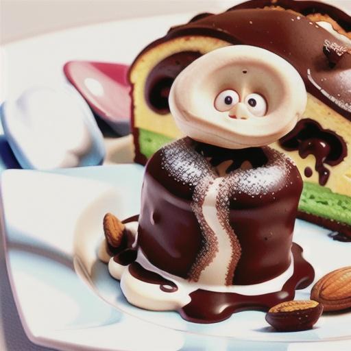 Chocolate and almond meringue roulade