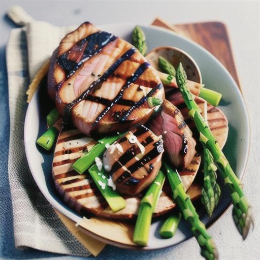 BBQ steak with asparagus and rocket