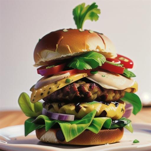 Speedy pork burger with chargrilled vegies