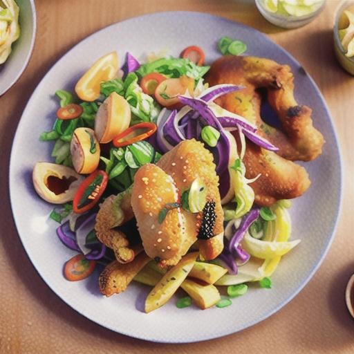Crispy fried chicken with fennel and cabbage slaw