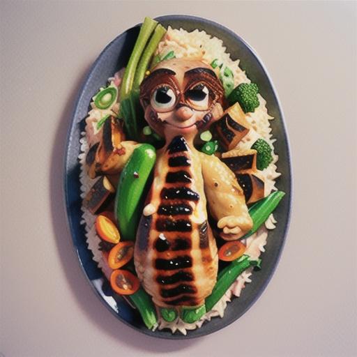 Curtis Stone's flat-plate fried rice with BBQ chicken and vegetables