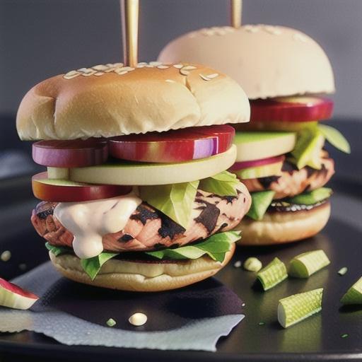 Salmon burger with wombok & apple remoulade